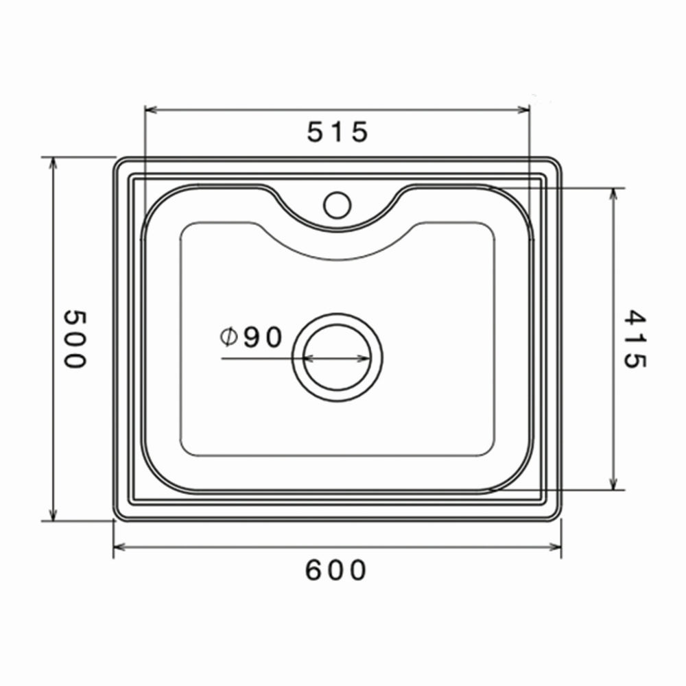 Inox sudopera GL Light BILBAO 1k - 600x500x210 - MAT 304/0.7