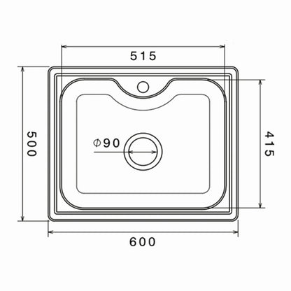 Inox sudopera GL Light BILBAO 1k - 600x500x210 - MAT 304/0.7