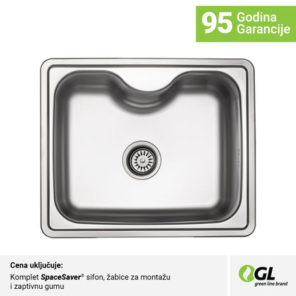 Inox sudopera GL Light BILBAO 1k - 600x500x210 - MAT 304/0.7