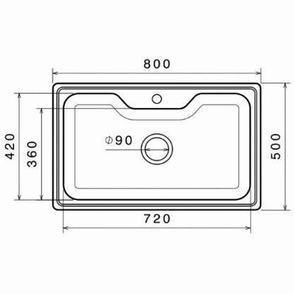 Inox sudopera GL Light BILBAO 1k - 800x500x210 - MAT 304/0.7