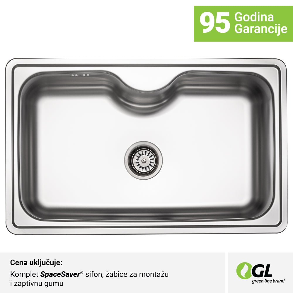 Inox sudopera GL Light BILBAO 1k - 800x500x210 - MAT 304/0.7