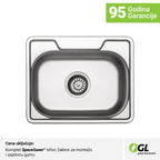 Inox sudopera GL Light VIGO 1k - 460x370x160 - MAT 304/0.6