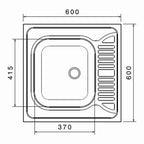 Inox sudopera GL Light Nasadna OVIEDO 1ko - 600x600x160 - MAT 201/0.5