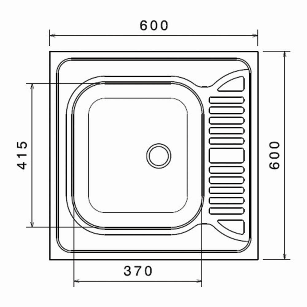 Inox sudopera GL Light Nasadna OVIEDO 1ko - 600x600x160 - MAT 201/0.5