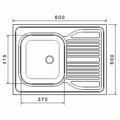 Inox sudopera GL Light Nasadna OVIEDO 1ko - 800x600x160 - MAT 201/0.5