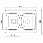 Inox sudopera GL Light Nasadna OVIEDO 2k - 800x600x140 - MAT 201/0.5