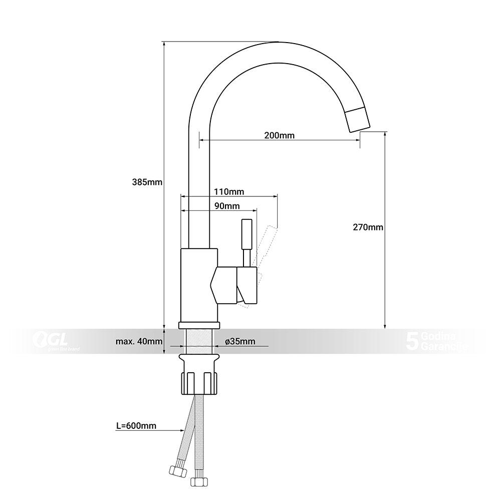 Kuhinjska slavina GL LION - Više boja i obrada