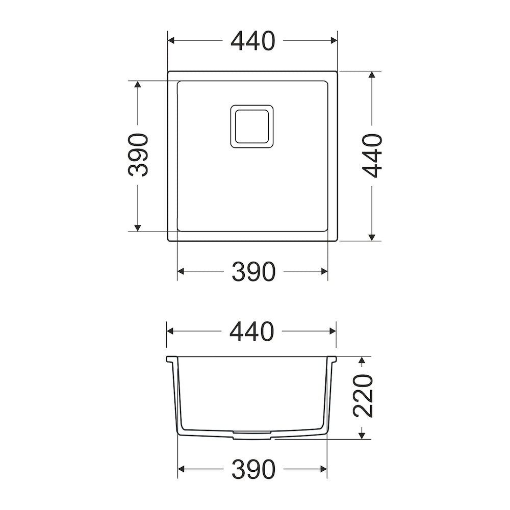 Granitna sudopera GL BARI 1k - 440x440x220