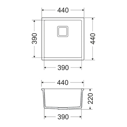 Granitna sudopera GL BARI 1k - 440x440x220