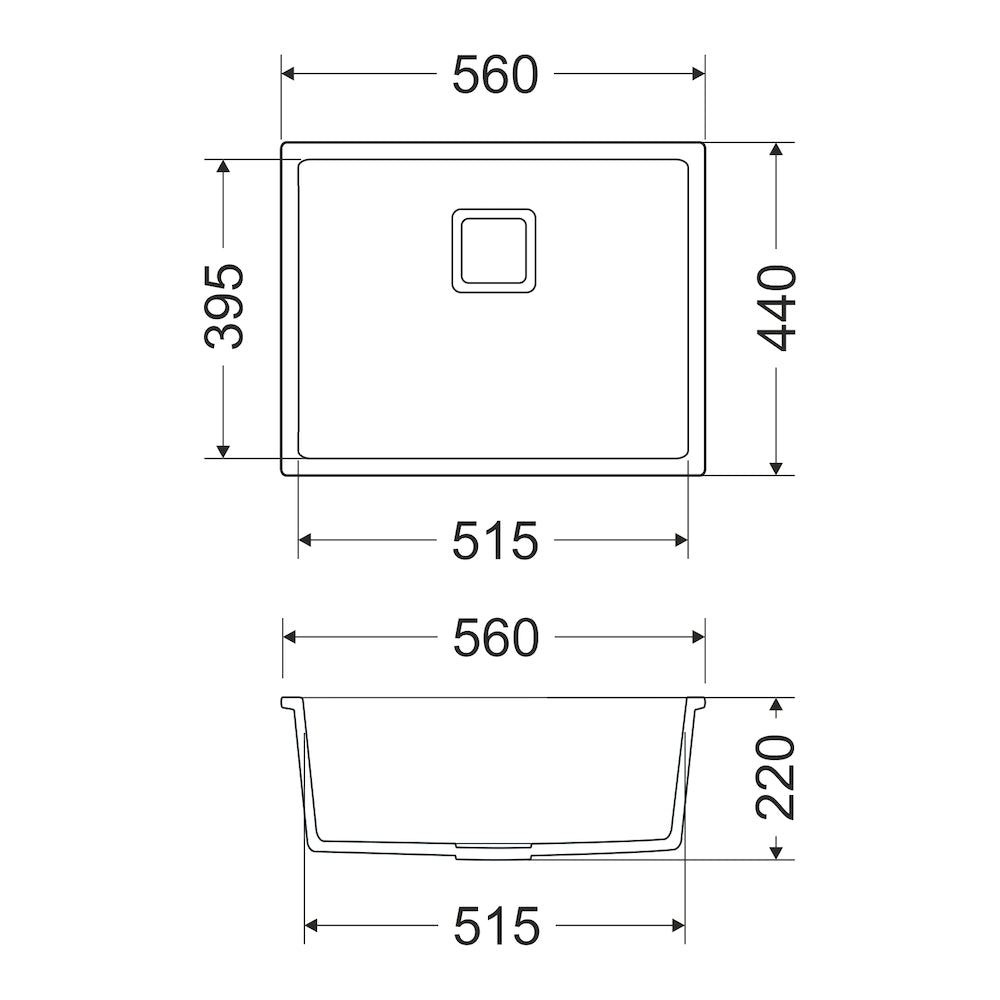 Granitna sudopera GL BARI 1k - 560x440x220