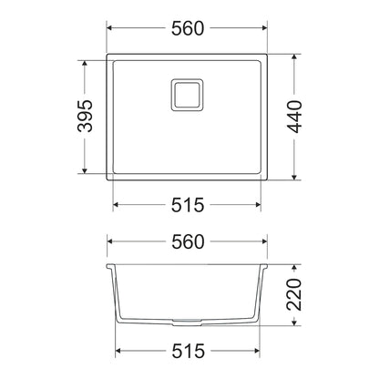 Granitna sudopera GL BARI 1k - 560x440x220