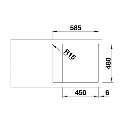 Inox sudopera Blanco DINAS 45 S MINI + drvena daska - 605x500x195