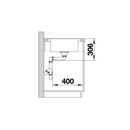 Inox sudopera Blanco DINAS 45 S MINI + drvena daska - 605x500x195
