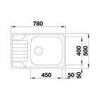 Inox sudopera Blanco DINAS XL 6 S COMPACT + drvena daska - 780x500x195