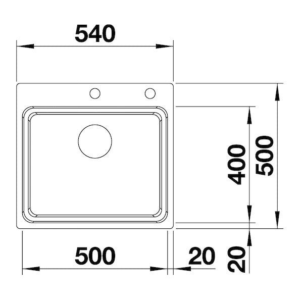 Inox sudopera Blanco ETAGON 500-IF/A sa podizačem čepa + pribor + drvena daska - 540x500x190