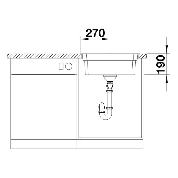 Inox sudopera Blanco ETAGON 500-IF/A sa podizačem čepa + pribor + drvena daska - 540x500x190