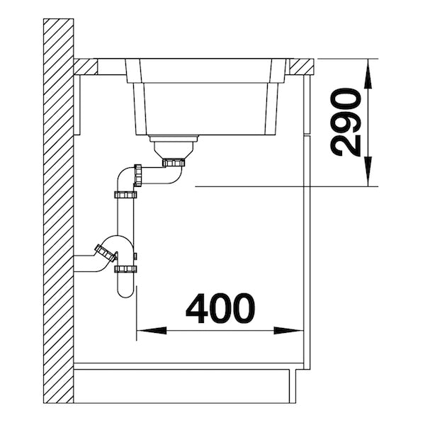 Inox sudopera Blanco ETAGON 500-IF/A sa podizačem čepa + pribor + drvena daska - 540x500x190