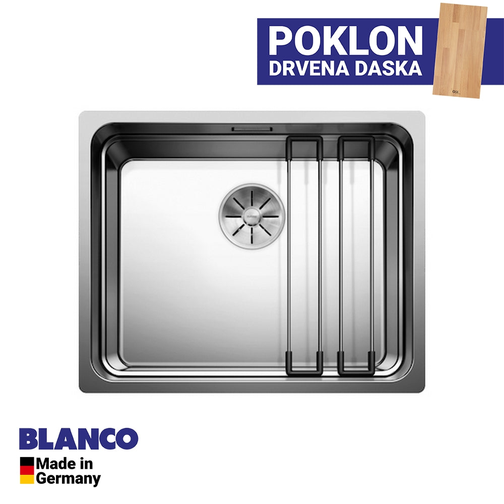Inox sudopera Blanco ETAGON 500-U + pribor + drvena daska - 500x400x190