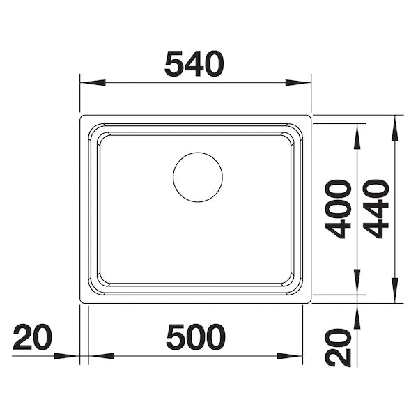 Inox sudopera Blanco ETAGON 500-U + pribor + drvena daska - 500x400x190