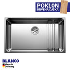 Inox sudopera Blanco ETAGON 700-IF + pribor + drvena daska - 740x440x190