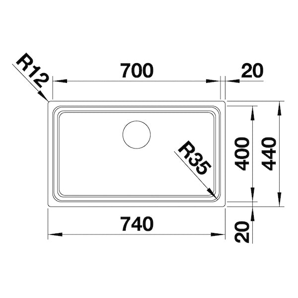 Inox sudopera Blanco ETAGON 700-IF + pribor + drvena daska - 740x440x190