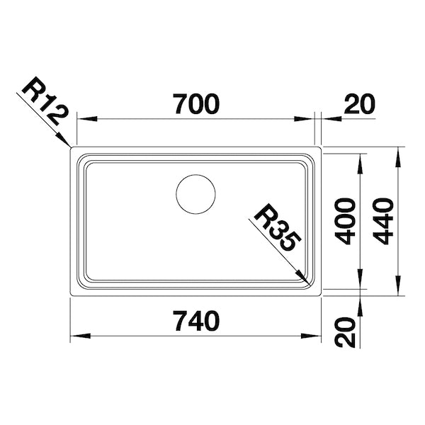 Inox sudopera Blanco ETAGON 700-U + pribor + drvena daska - 700x400x190