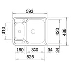 Inox sudopera Blanco LANTOS 6-IF sa podizačem čepa + pribor + drvena daska - 593x488x160
