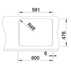 Inox sudopera Blanco LANTOS 6-IF sa podizačem čepa + pribor + drvena daska - 593x488x160