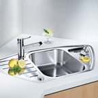Inox sudopera Blanco LANTOS 9 E-IF sa podizačem čepa + drvena daska - 930x510x170