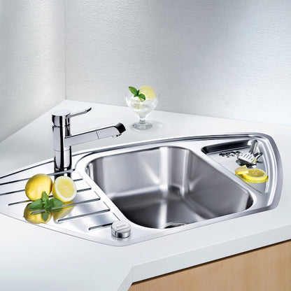 Inox sudopera Blanco LANTOS 9 E-IF sa podizačem čepa + drvena daska - 930x510x170