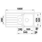 Inox sudopera Blanco LEMIS 6 S-IF + drvena daska - 1000x500x205