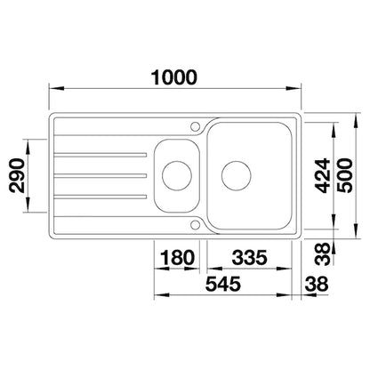 Inox sudopera Blanco LEMIS 6 S-IF + drvena daska - 1000x500x205