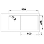 Inox sudopera Blanco LEMIS 6 S-IF + drvena daska - 1000x500x205