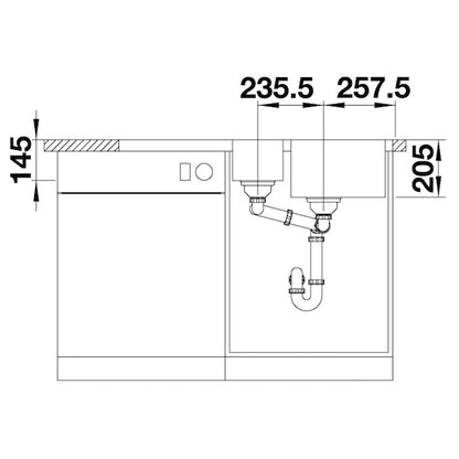 Inox sudopera Blanco LEMIS 6 S-IF + drvena daska - 1000x500x205