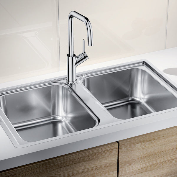 Inox sudopera Blanco LEMIS 8-IF + drvena daska - 860x500x205