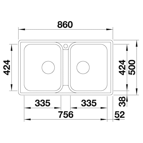 Inox sudopera Blanco LEMIS 8-IF + drvena daska - 860x500x205