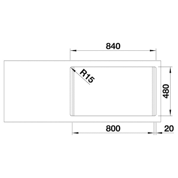 Inox sudopera Blanco LEMIS 8-IF + drvena daska - 860x500x205