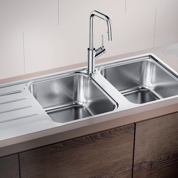 Inox sudopera Blanco LEMIS 8 S-IF + drvena daska - 1160x500x205