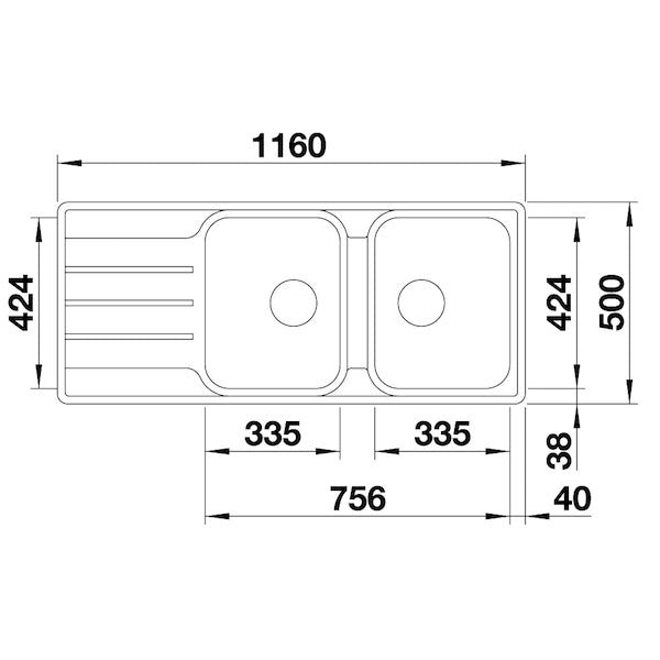 Inox sudopera Blanco LEMIS 8 S-IF + drvena daska - 1160x500x205