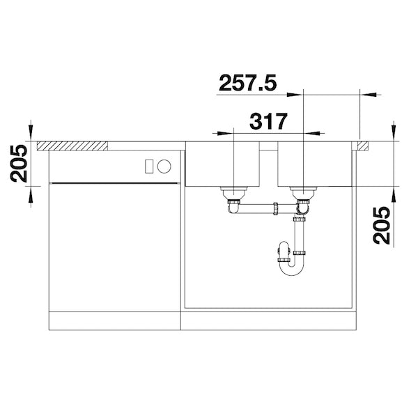 Inox sudopera Blanco LEMIS 8 S-IF + drvena daska - 1160x500x205