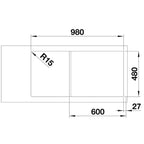 Inox sudopera Blanco LEMIS XL 6 S-IF + drvena daska - 1000x500x205
