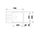 Inox sudopera Blanco LEMIS XL 6 S-IF COMPACT + drvena daska - 780x500x205