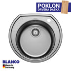 Inox sudopera Blanco RONDOVAL + drvena daska - 535x490x180
