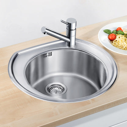 Inox sudopera Blanco RONDOVAL + drvena daska - 535x490x180
