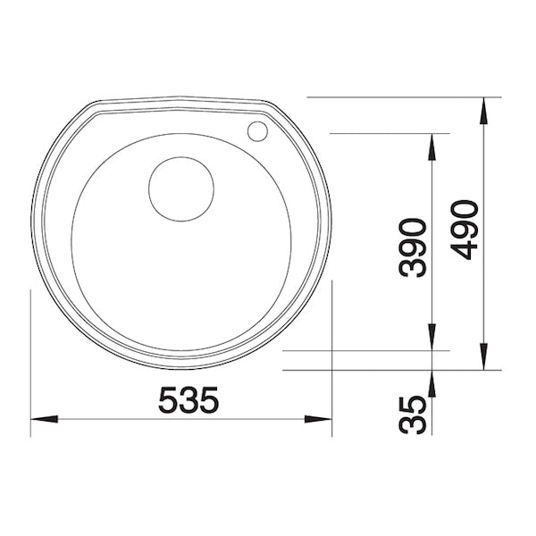 Inox sudopera Blanco RONDOVAL + drvena daska - 535x490x180