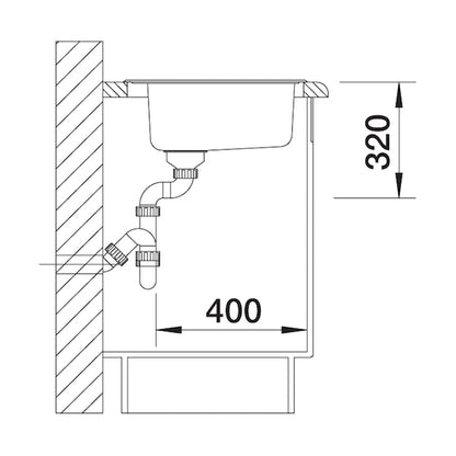 Inox sudopera Blanco RONDOVAL + drvena daska - 535x490x180