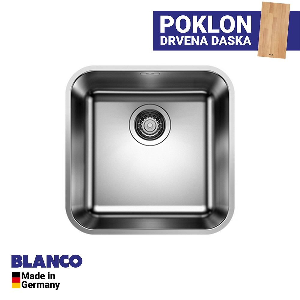Inox sudopera Blanco SUPRA 400-U + drvena daska - 400x400x175
