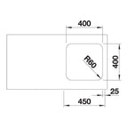 Inox sudopera Blanco SUPRA 400-U + drvena daska - 400x400x175