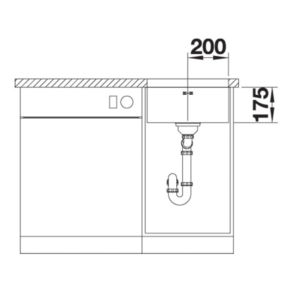 Inox sudopera Blanco SUPRA 400-U + drvena daska - 400x400x175