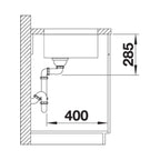 Inox sudopera Blanco SUPRA 400-U + drvena daska - 400x400x175